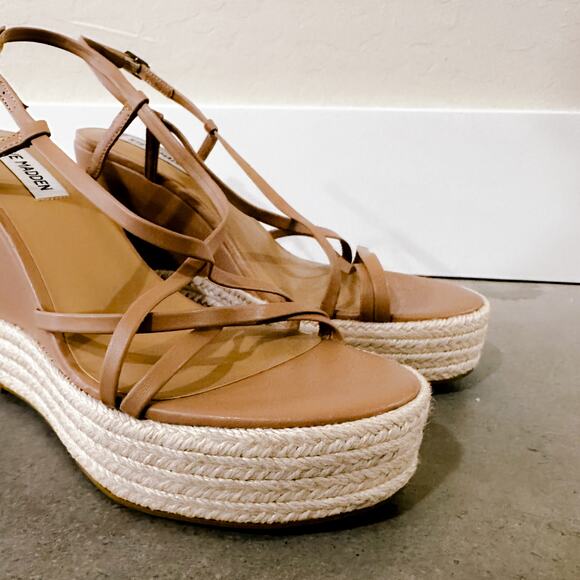 Steve Madden Whitlee Platform Espadrille Wedge Sandals Tan Beige Size 10 NWT - Picture 4 of 10